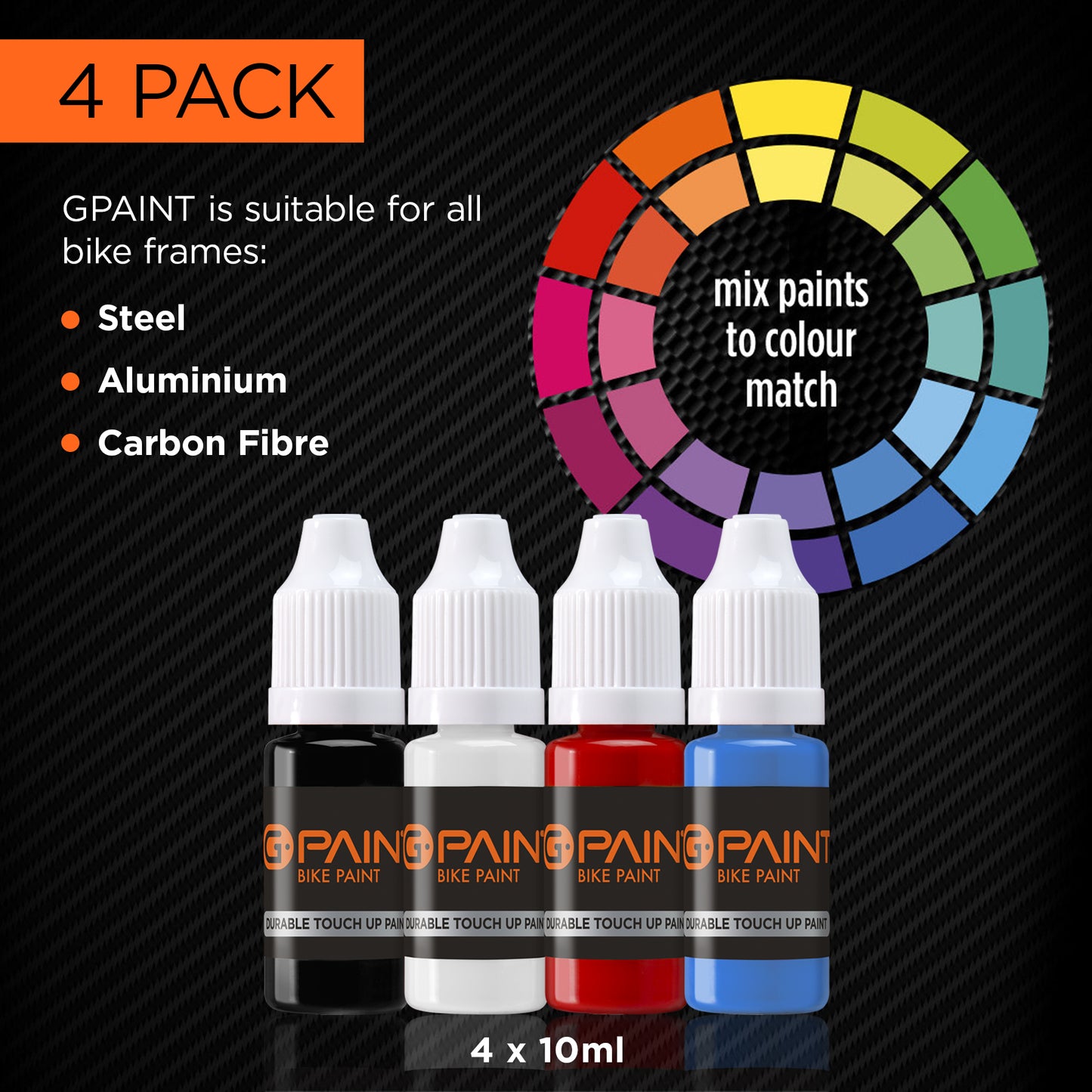 GPAINTBIKES 4 PACK - BLACK - WHITE - RED - CYAN