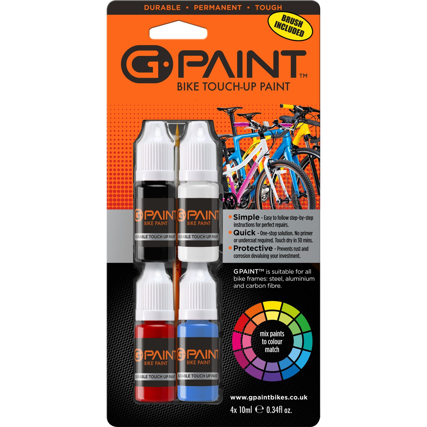 GPAINTBIKES 4 PACK - BLACK - WHITE - RED - CYAN