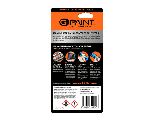 GPAINTBIKES 'MATT SERIES' 4 PACK - BLACK - WHITE - RED - BLUE