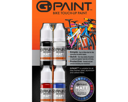 GPAINTBIKES 'MATT SERIES' 4 PACK - BLACK - WHITE - RED - BLUE