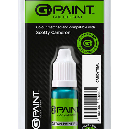 Golf club paint bottle with packaging on a white background